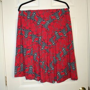 Lularoe Mosaic Deer Maxi Skirt XXS Red *unicorn*